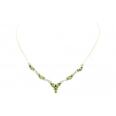 Handmade 925 Sterling Silver Natural green Peridot Gem stone chain Necklace